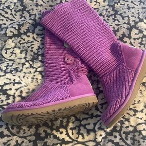 Fuchsia cable knit UGG boots